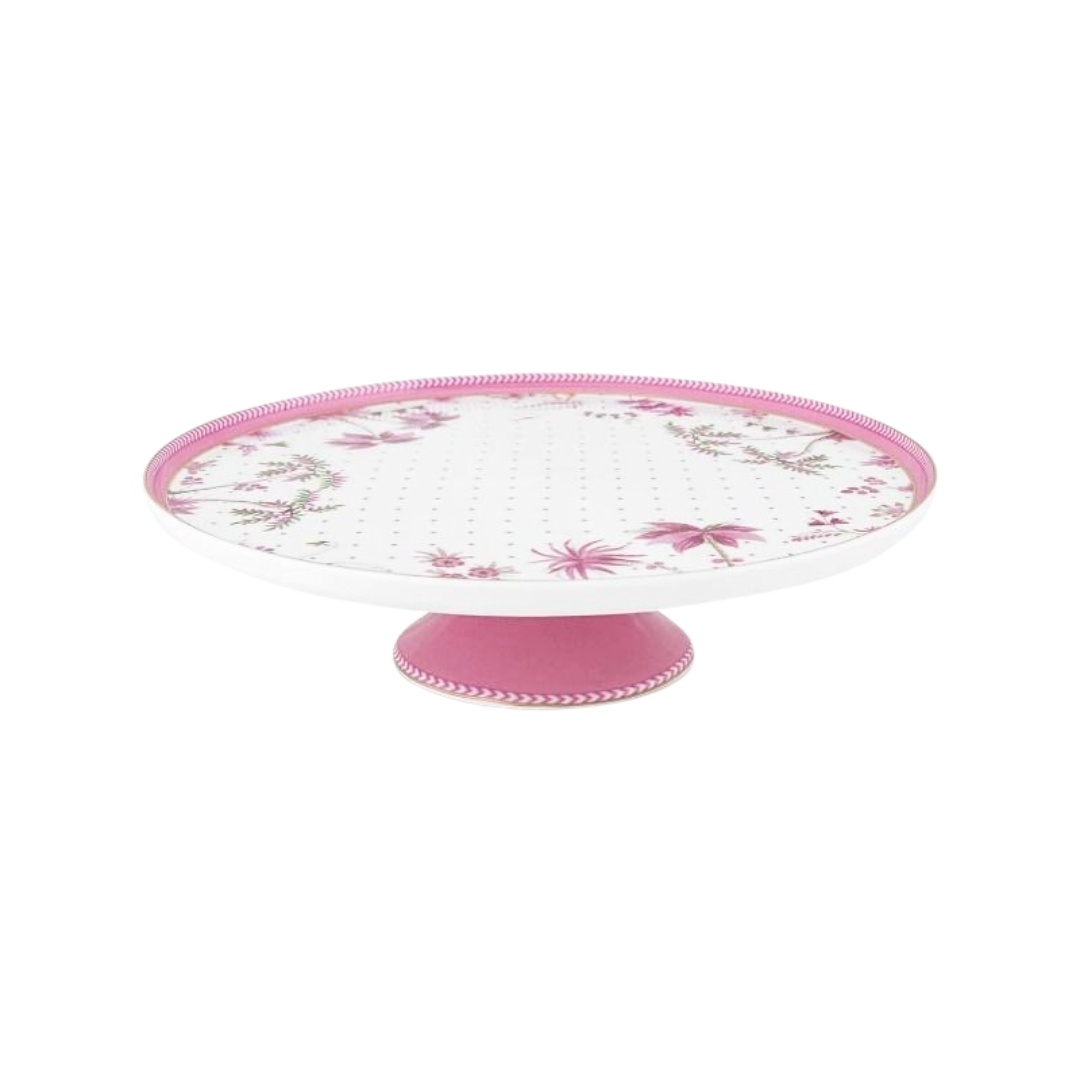 Mini tavă din porțelan, pentru tort, Pip Studio, Gold Pink, 21.5 cm, colecția Jolie