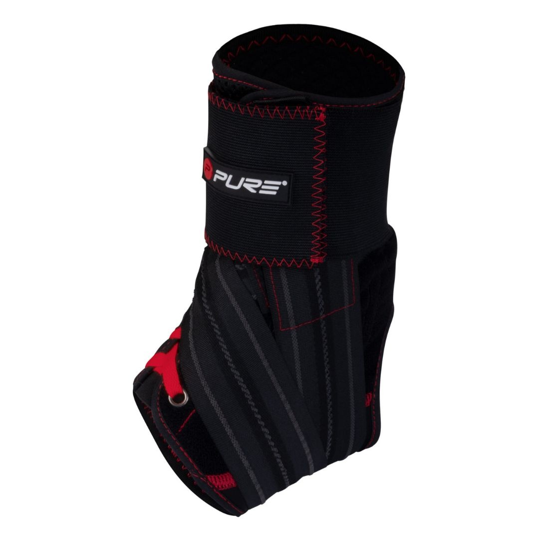 Orteza Glezna Pure 2 Improve Deluxe – Mărimea S | Negru cu Roșu | Compresie Reglabilă cu Velcro