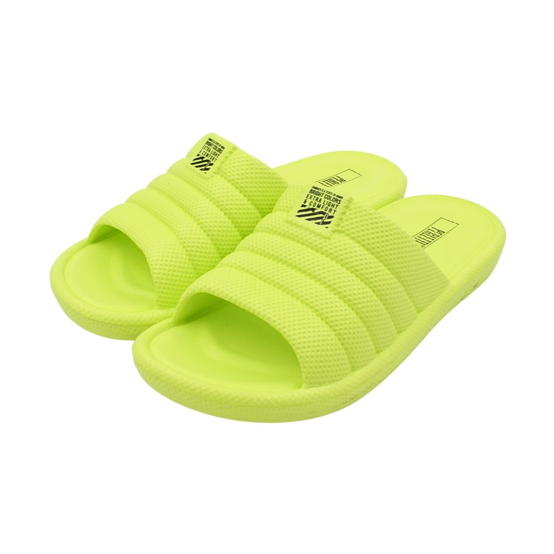 Papuci de damă, verde neon, ultra confortabili, Perletti