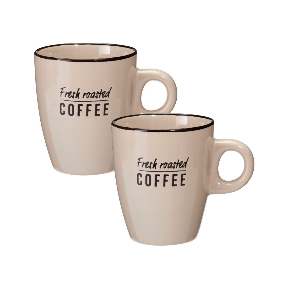 Set 2 căni Excellent Houseware, 220 ml, ceramică, Fresh Roasted Coffee