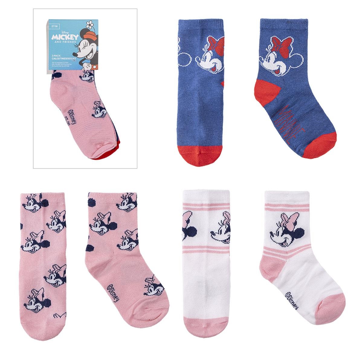 Set 3 perechi de șosete, mărimea 31-34 EU, Cerda, Minnie Mouse