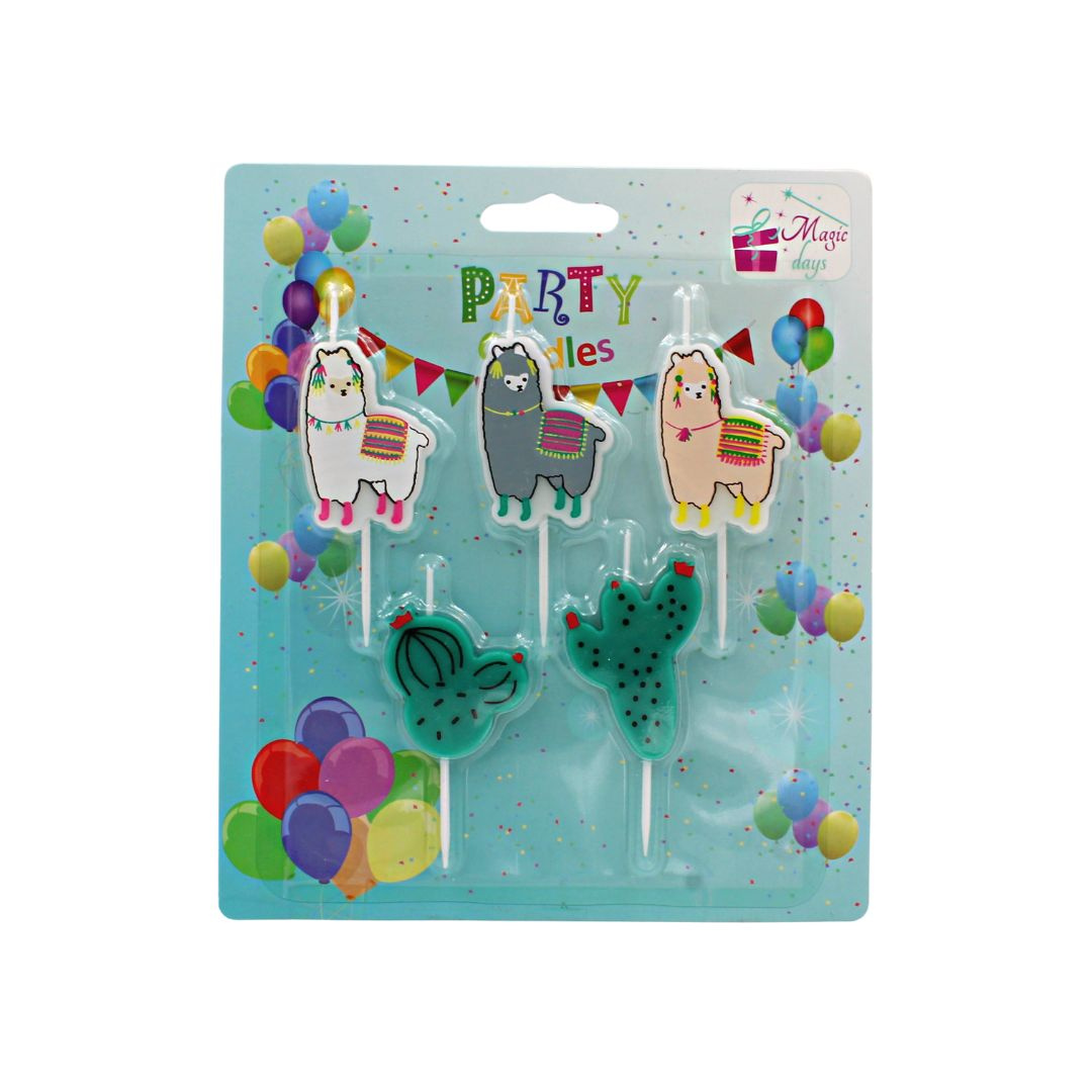Set 5 lumânări party alpaca cactus