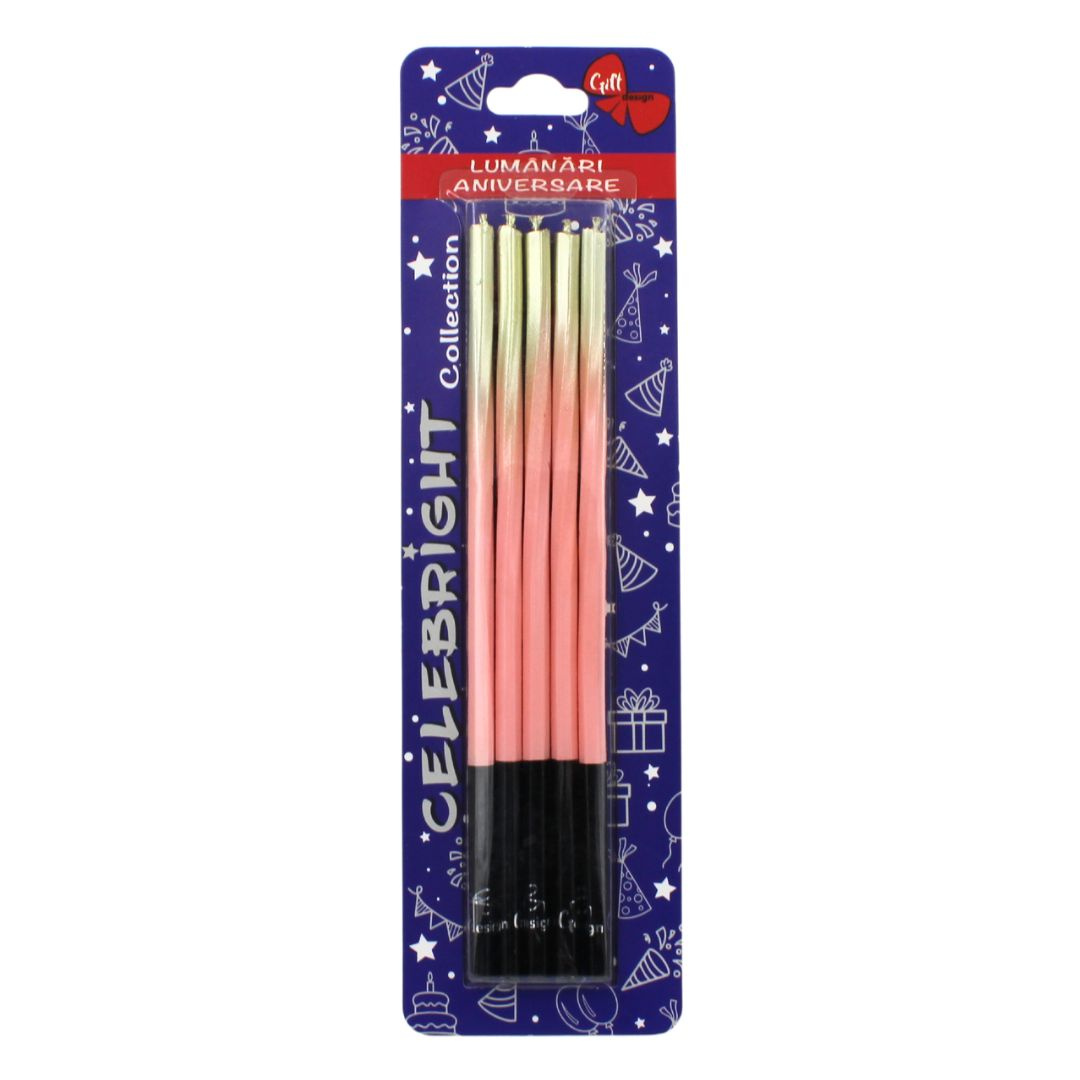 Set 5 lumânări tort Ginza, roz auriu Celebright 14.5cm