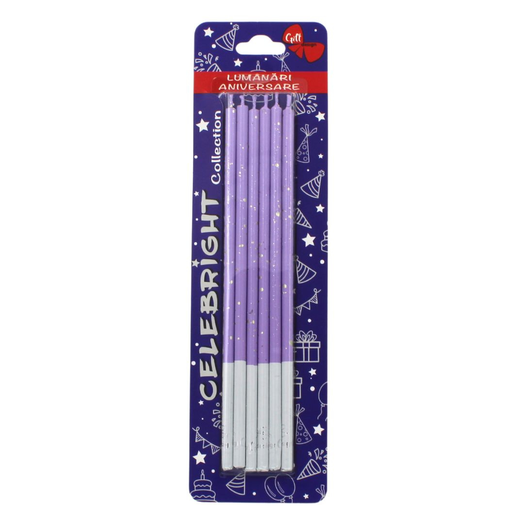 Set 6 lumânări pentru tort, Venus, mov, Celebright, 14.5cm