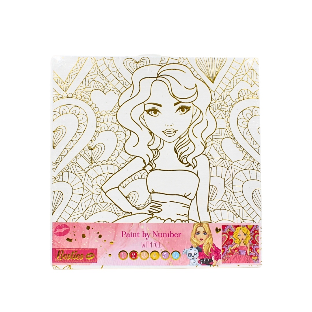 Set pictură pe pânză și numere, 30x30 cm, Besties, model prințesă