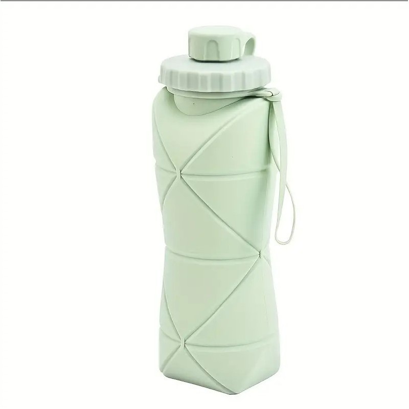Sticlă apă pliabilă, Ecarla, silicon, 600ml, verde, fără BPA, ușor de…