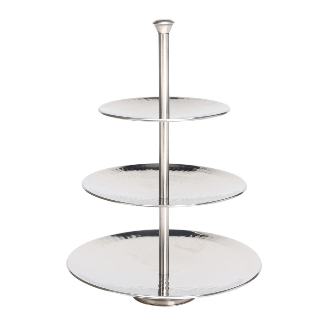 Suport servire cu 3 nivele Excellent Houseware, metal, 25x36.5 cm, argintiu