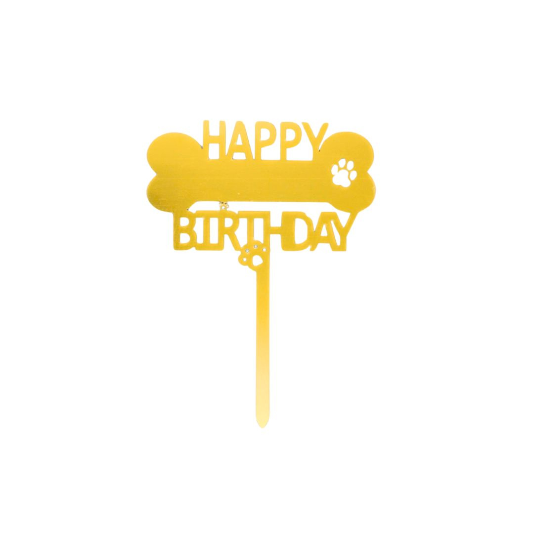 Cake Topper tort Happy Birthday os auriu