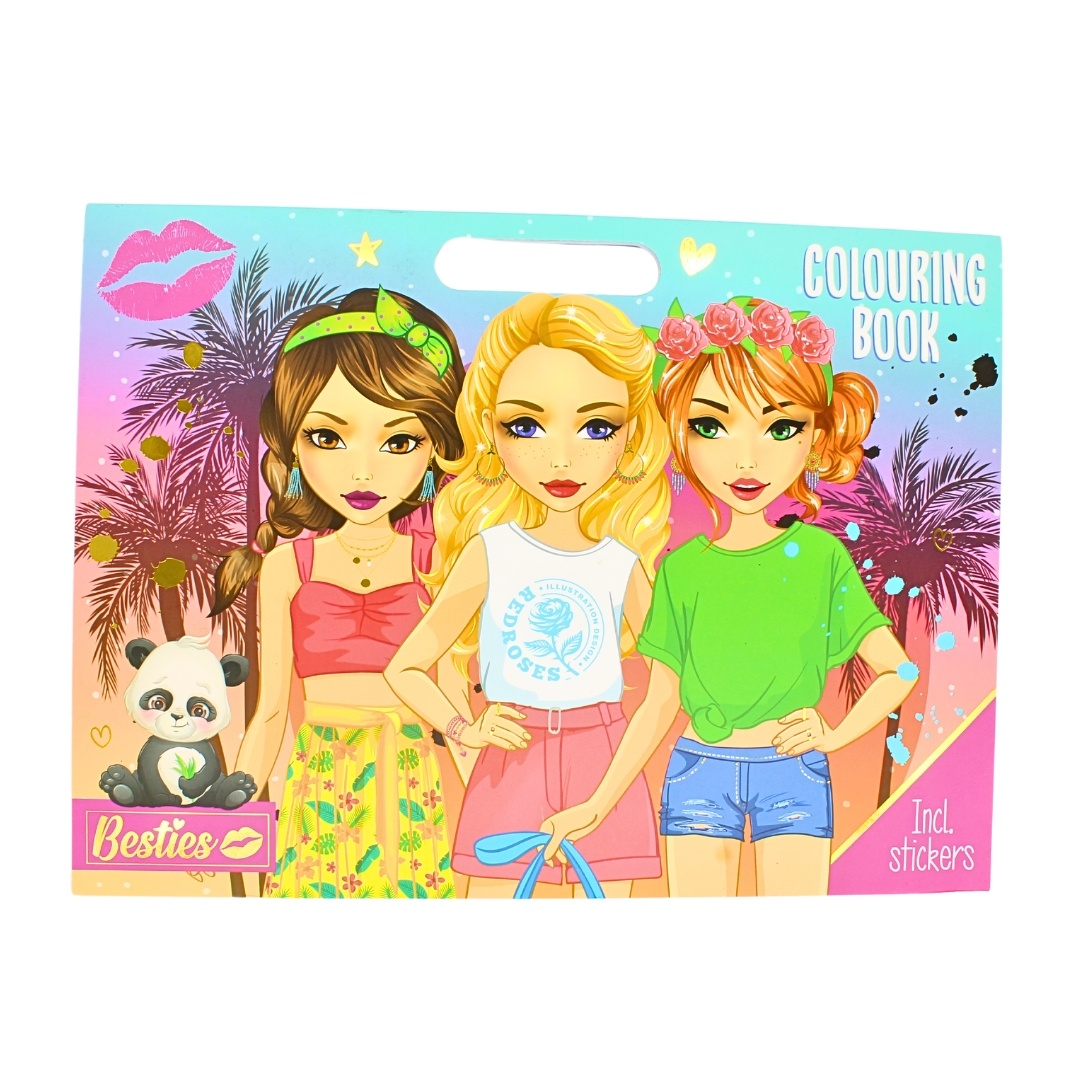 Carte de colorat cu stickere autocolante, 25 de coli, Besties
