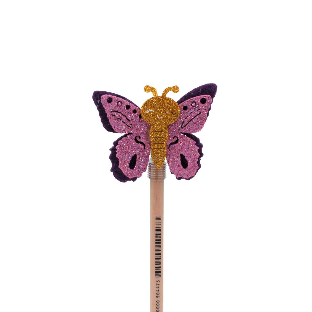 Creion figurină Fluture mov aripi roz 22cm