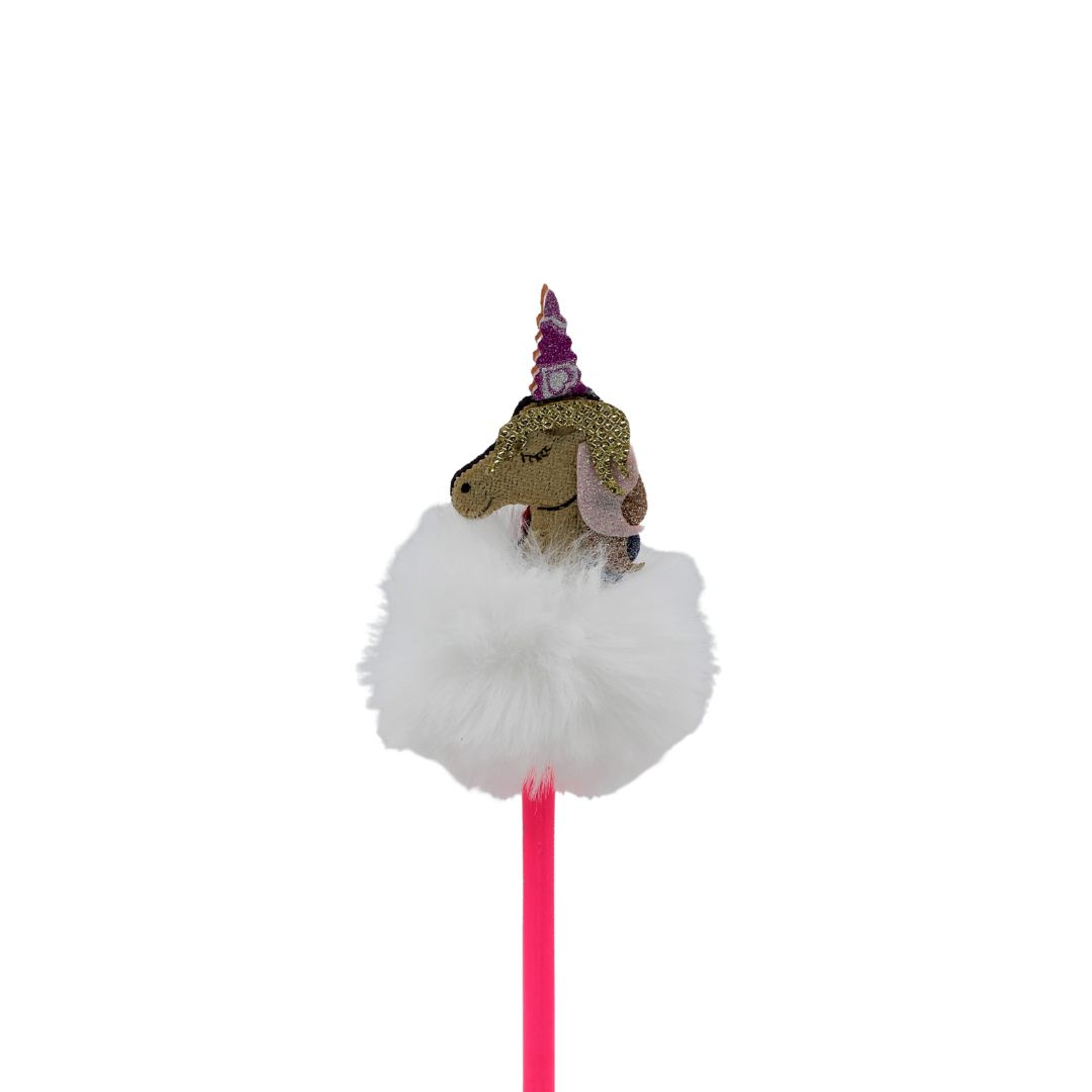 Creion figurină Unicorn crem puf alb 26cm