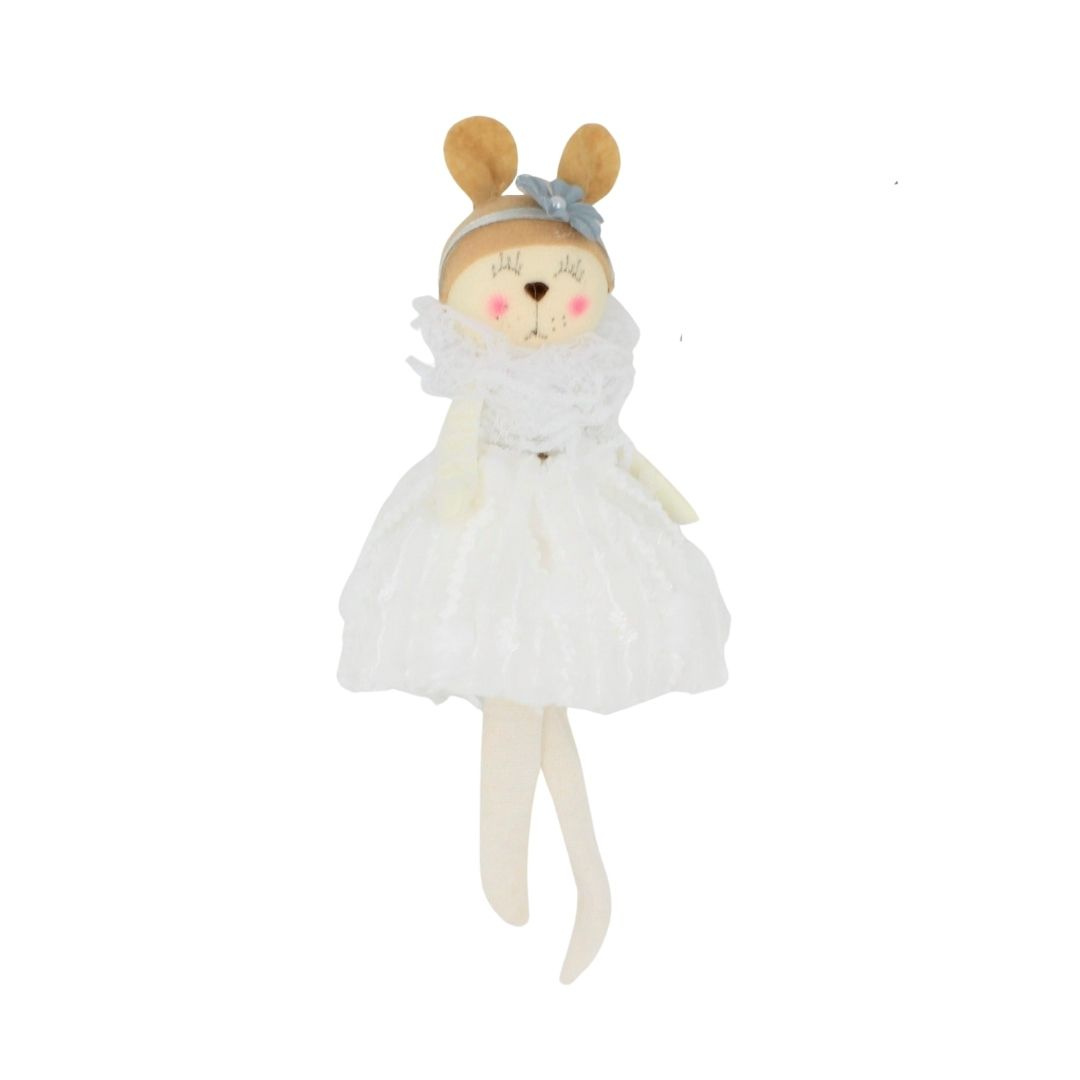 Decorațiune Zooky animăluț ursuleț rochiță albă