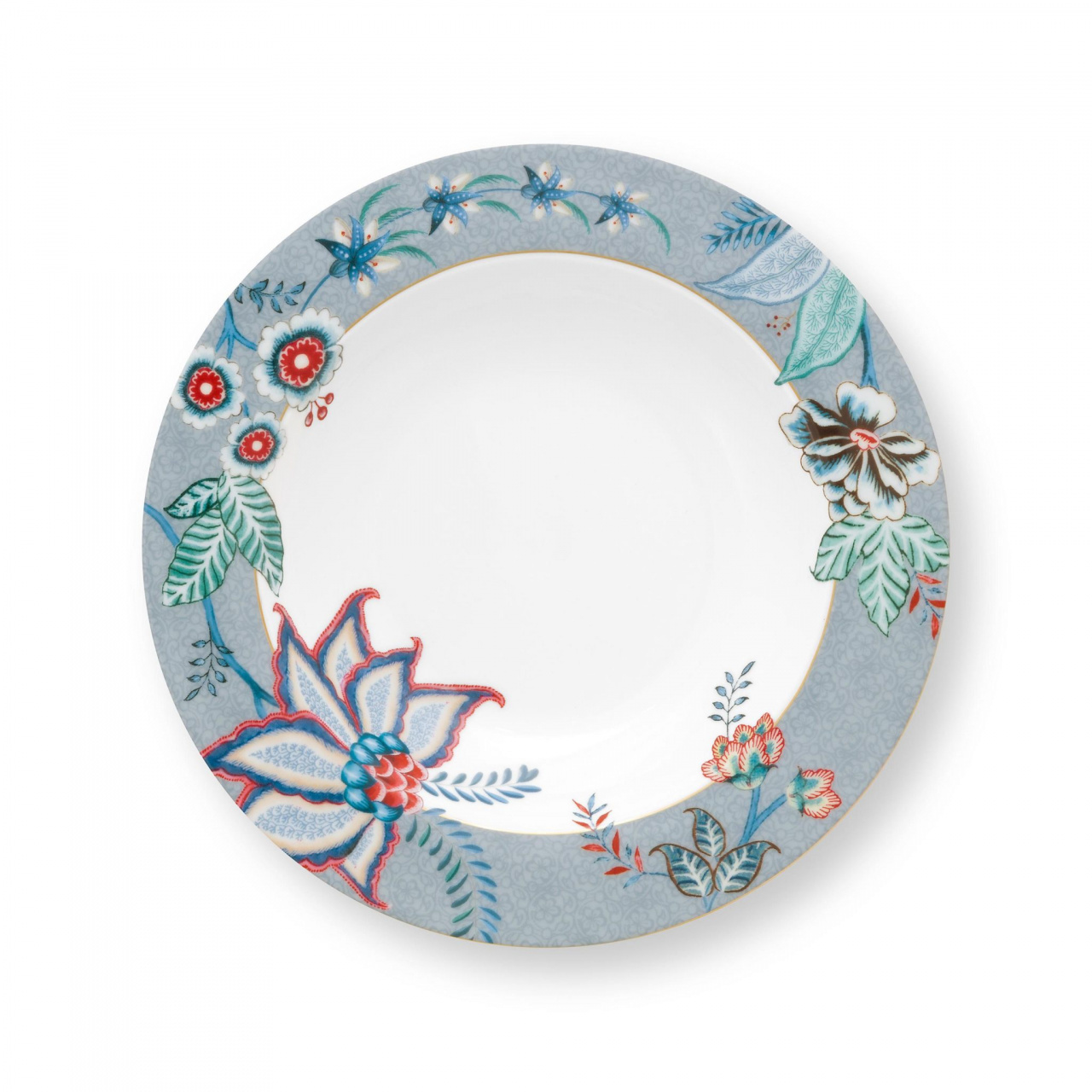 Farfurie adâncă din porțelan, Pip Sudio, Bleu, 21.5cm, colecția Flower Festival