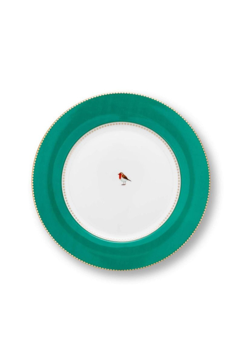 Farfurie din porțelan, Pip Studio, Emerald-Green, 26.5cm, colecția Love Birds