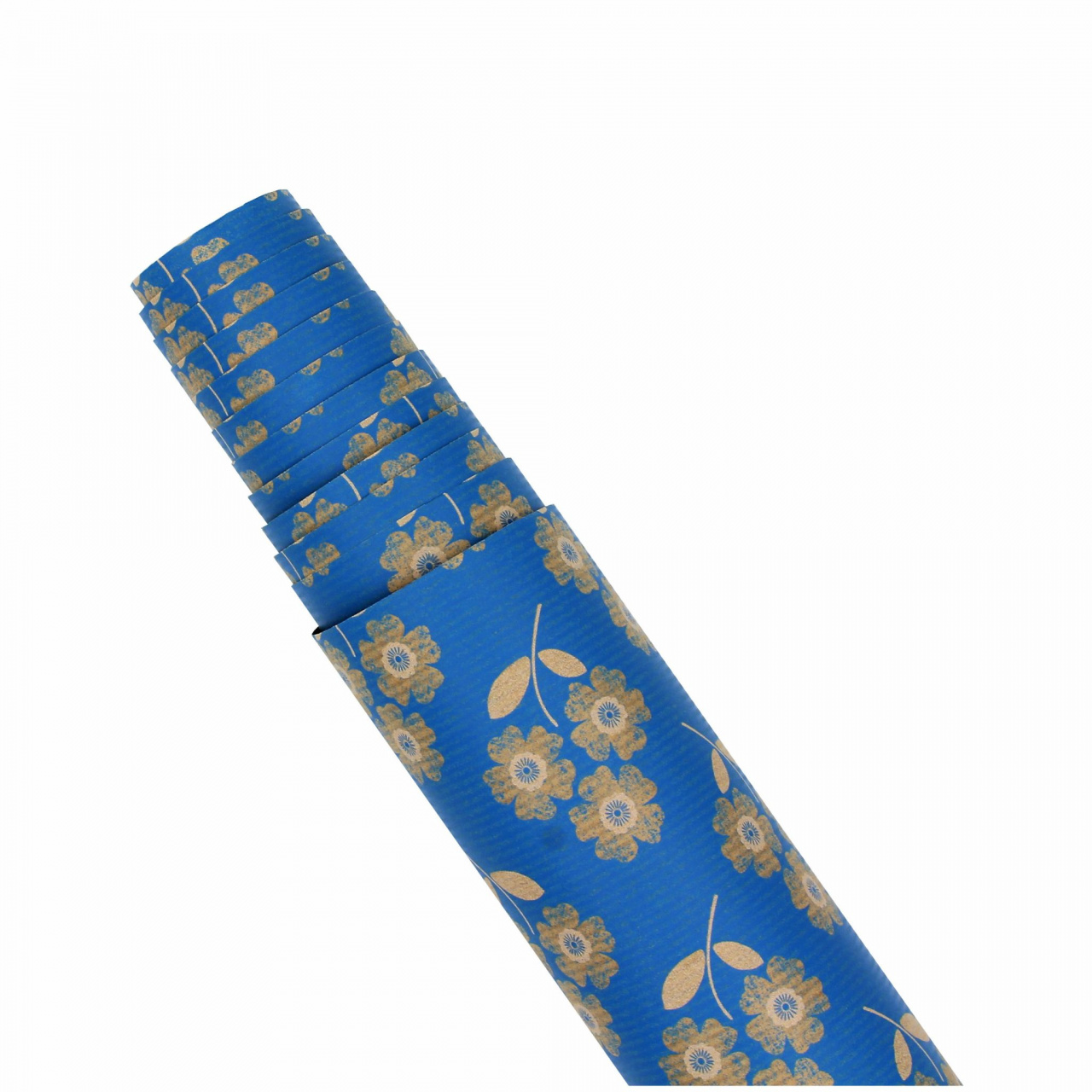Hârtie pentru ambalat cadouri Kraft Vintage 200x70 cm Blue flowers