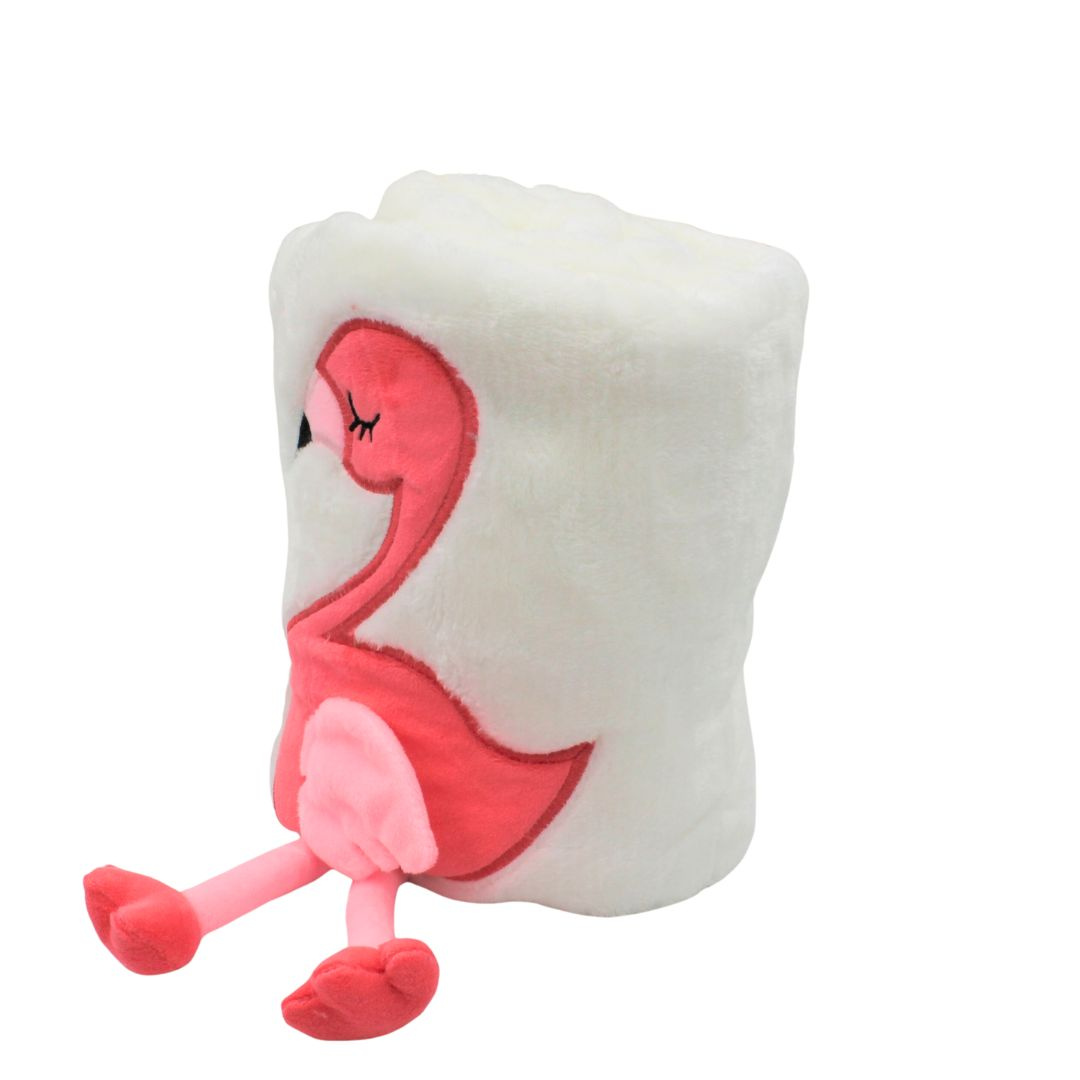Păturică de pluș cu personaj flamingo