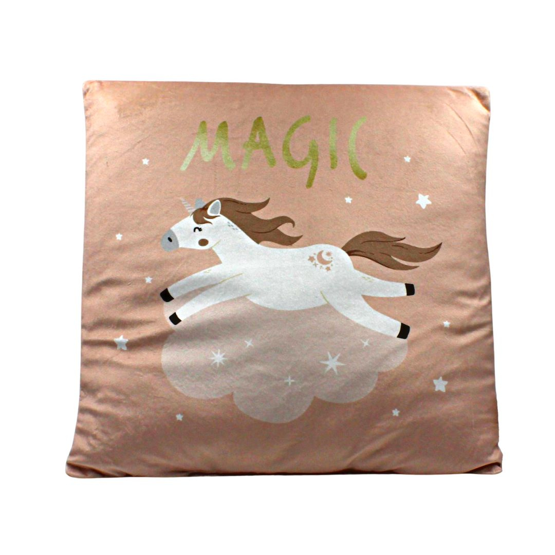 Pernuță unicorn, culoarea roz, 40x40 cm