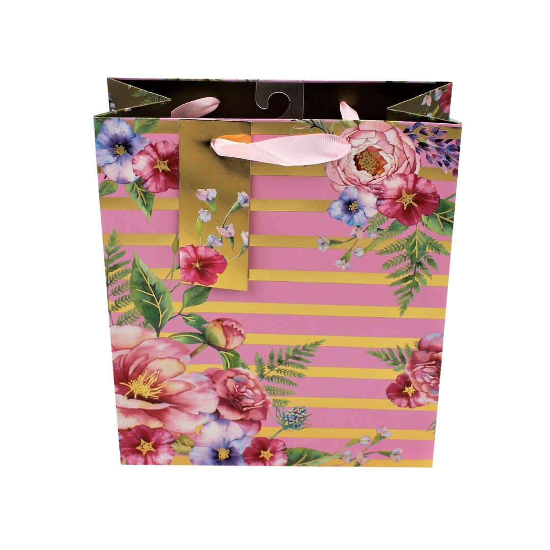 Punga de cadou hartie L Stripe Floral