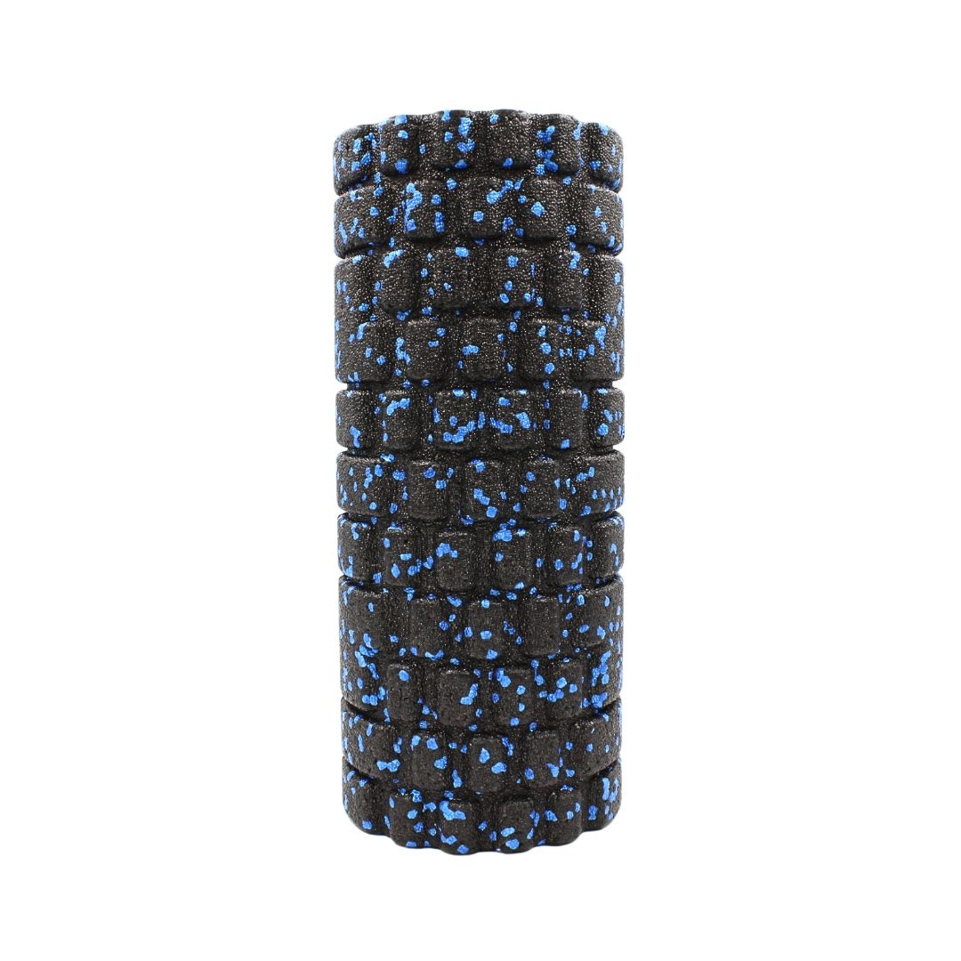 Rolă cilindru masaj XQ Max, din spumă, pentru yoga, negru cu albastru, 33x14 cm