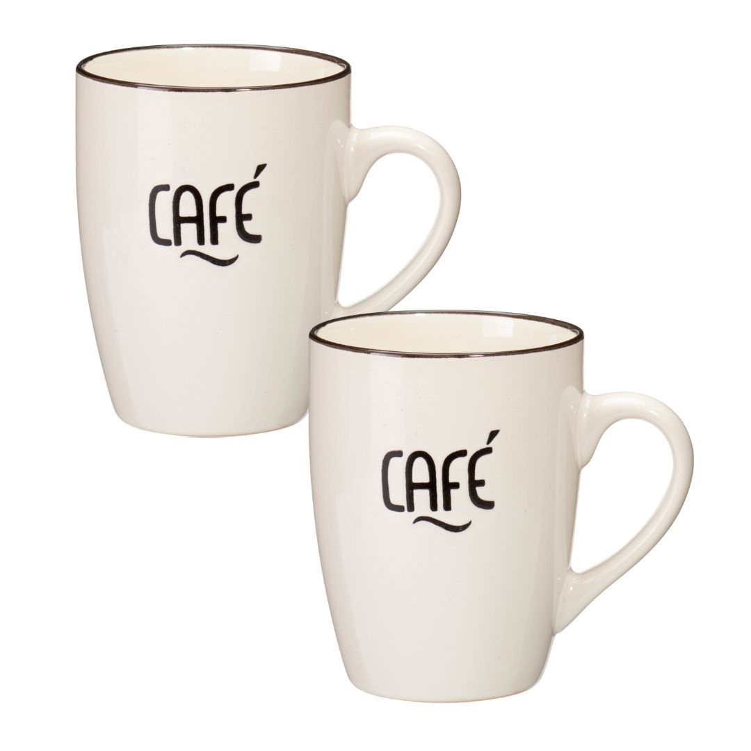 Set 2 căni Excellent Houseware, 340 ml, ceramică, model CAFÉ