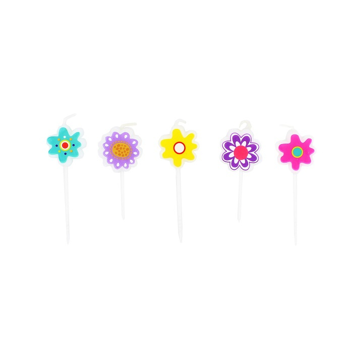 Set 5 lumânări Floricele Multicolor