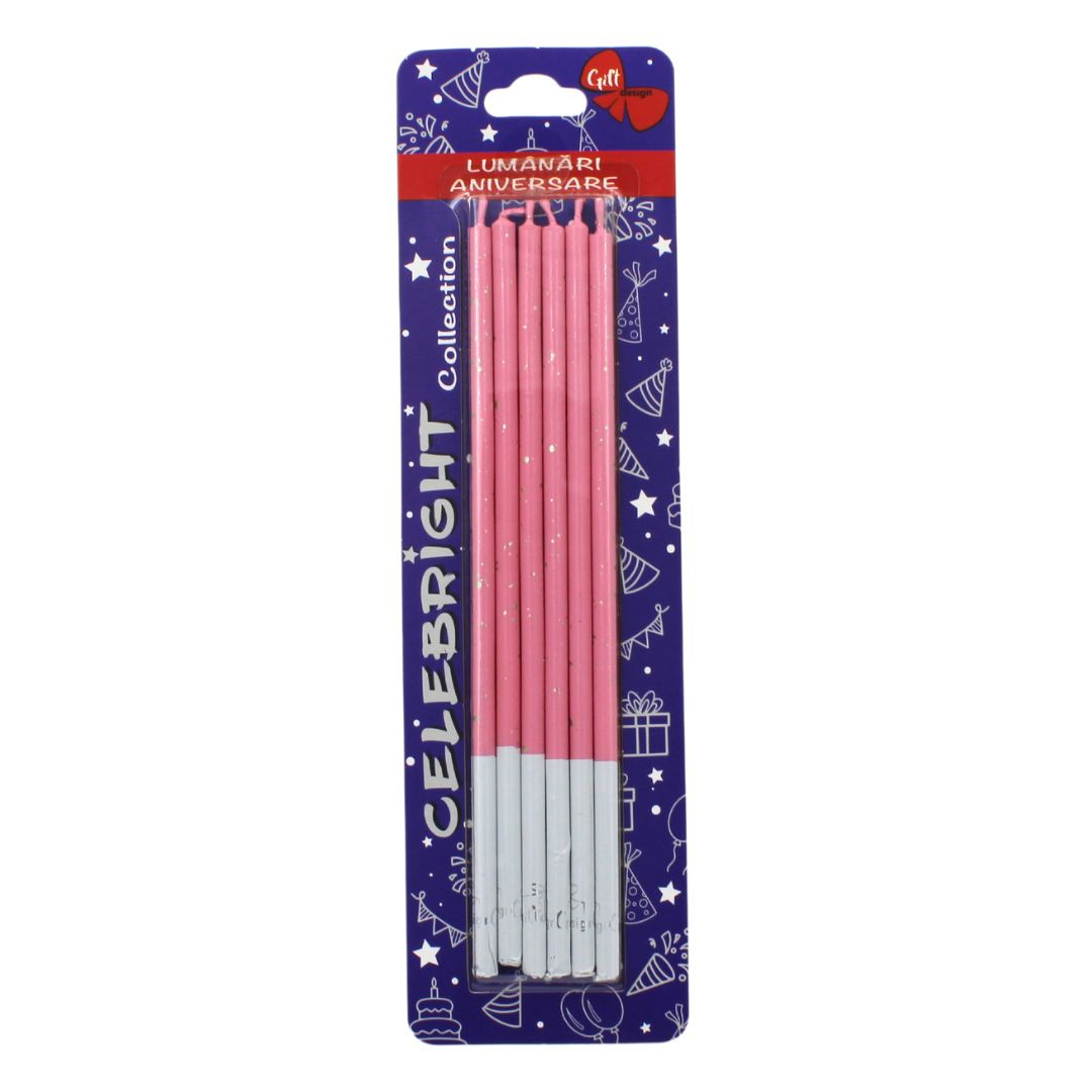 Set 6 lumânări pentru tort, Venus, roz pal, Celebright, 14.5cm