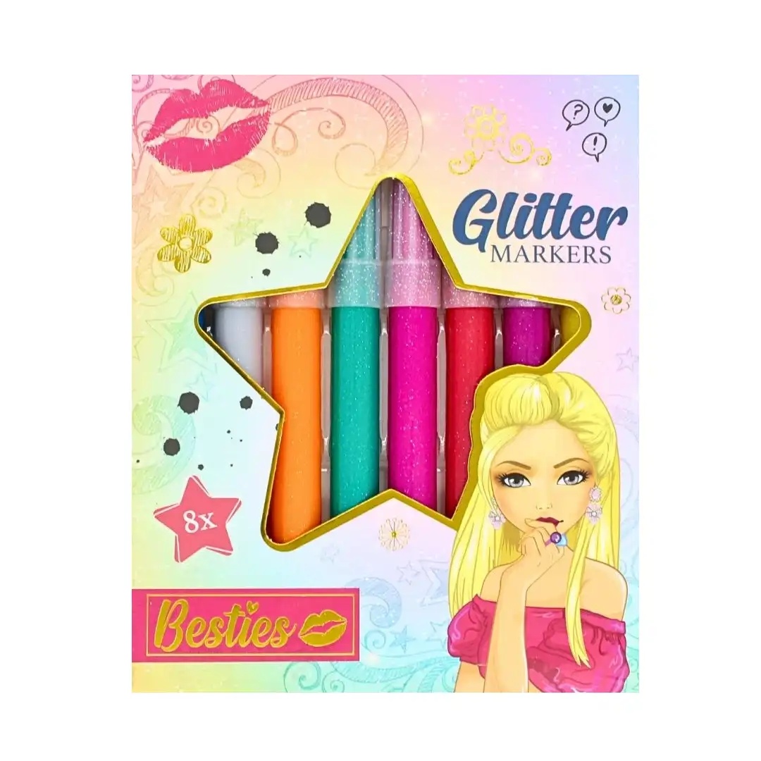 Set 8 Markere Glitter – Besties, Strălucire și Culoare pentru Proiectele Tale