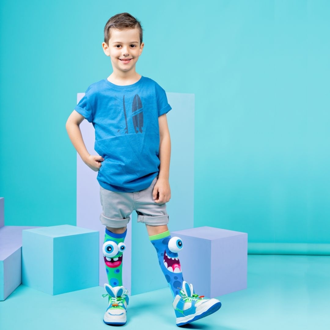 Șosete lungi colorate Madmia pentru băieți Silly monsters 3-5 ani
