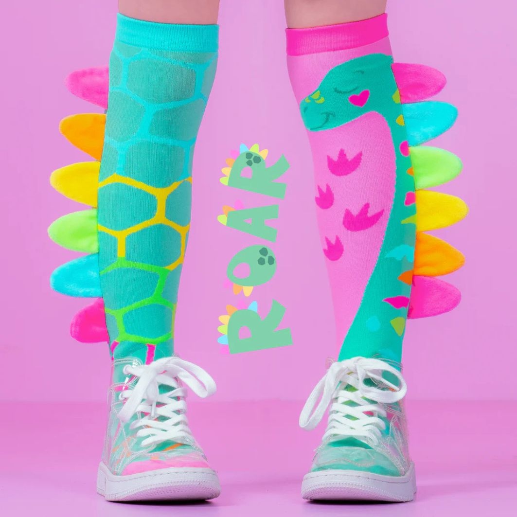 Șosete lungi colorate Madmia pentru fete fantasy Roar Dino 3-5 ani