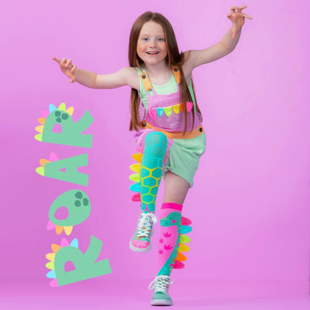 Șosete lungi colorate Madmia pentru fete fantasy Roar Dino 6-99 ani