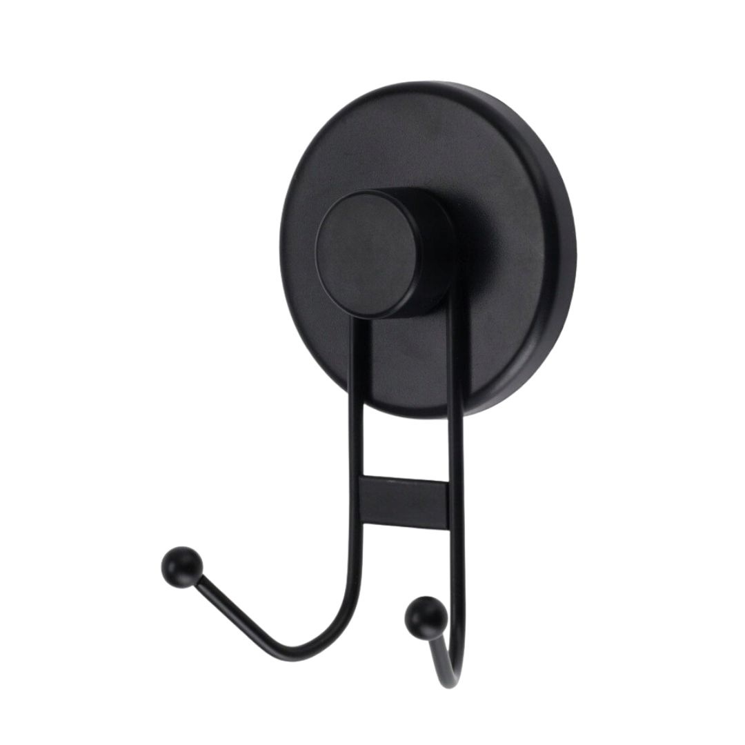 Agățătoare pentru prosop, Bathroom Solutions, prindere cu ventuză, negru mat, max 3.5 kg, 7x5.5x12 cm