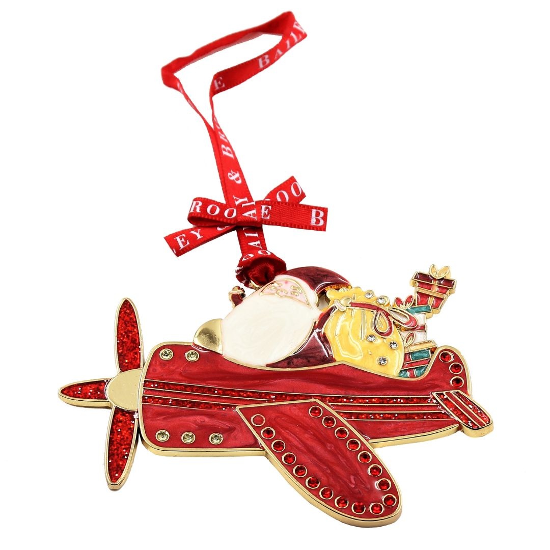Decorațiune de Crăciun Bailey & Brooke, metalică, în cutie elegantă - Avionul Moșului