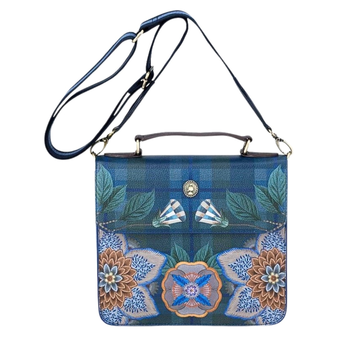 Geantă Frances crossbody, Dark Blue, 25x9x21,5 cm, colecția Flores Felices, Pip Studio