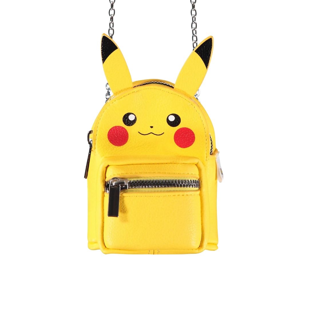 Geantă micro, crossbody, Pokémon Pikachu, design 3D cu urechi, lanț metalic, 16x10x10 cm, brand Difuzed