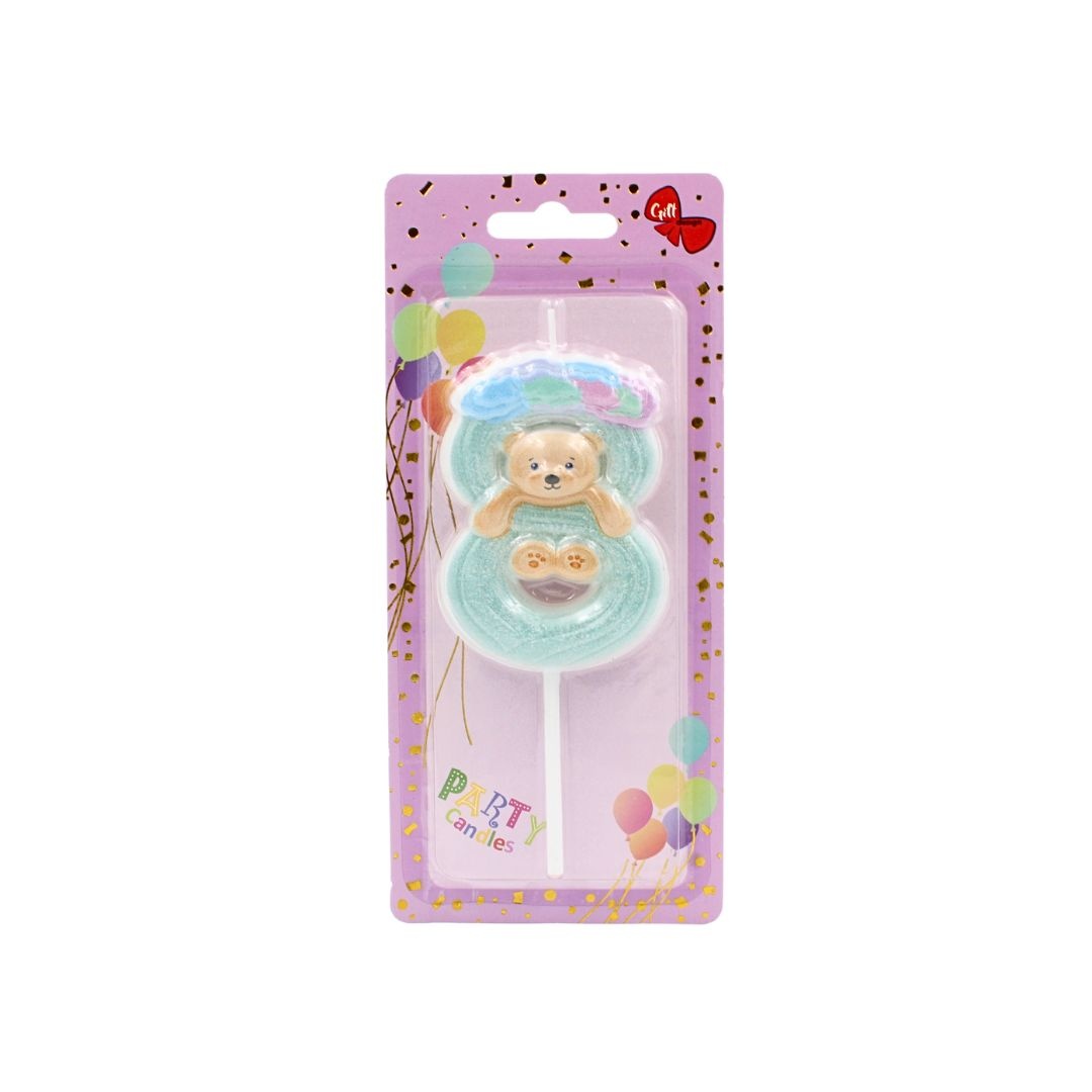 Lumânare aniversară, pentru copii, cifra 8, Giftdesign, 8 cm
