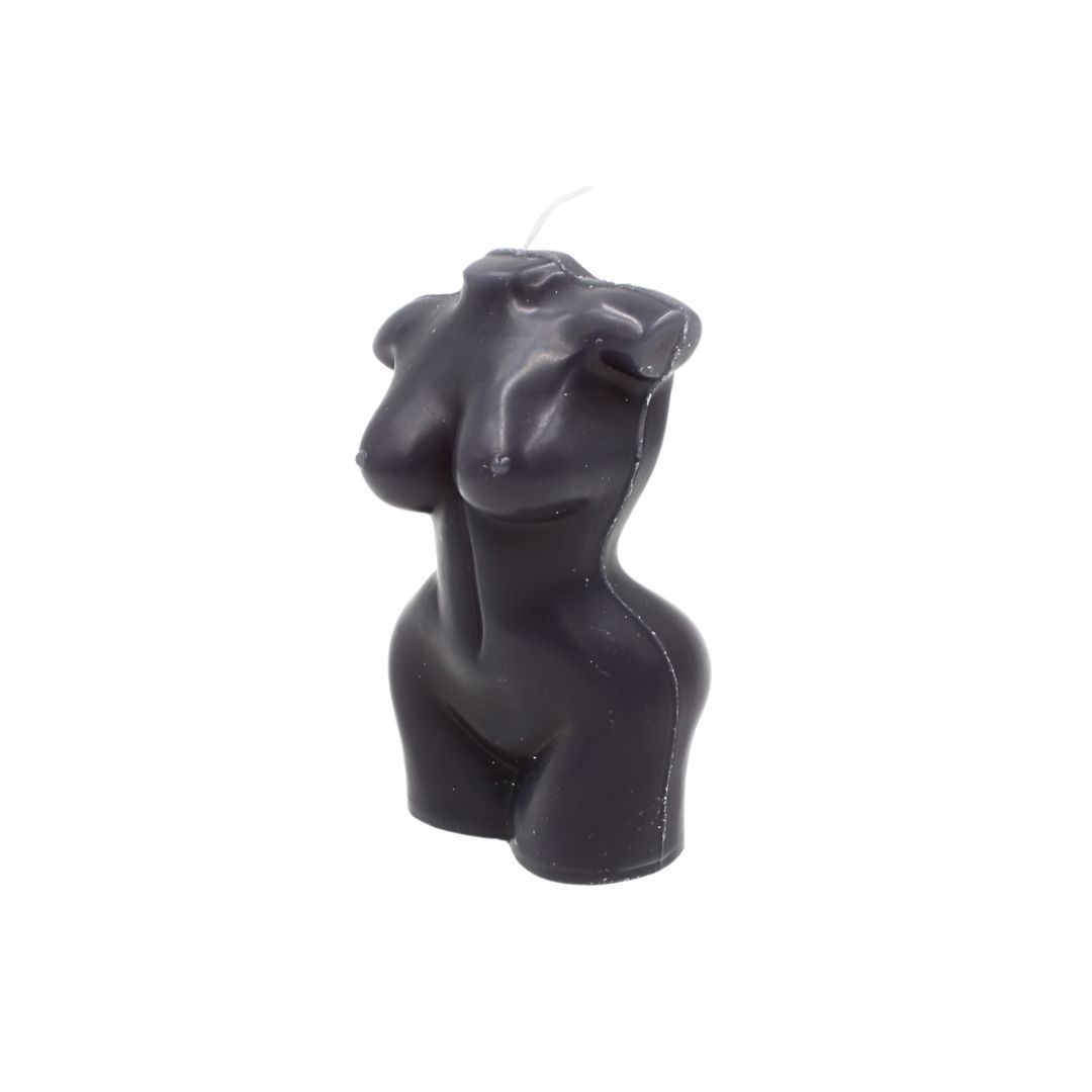 Lumânare decorativă, bust feminin, din ceară – model sculptural negru mat pentru decor modern, Arti Casa