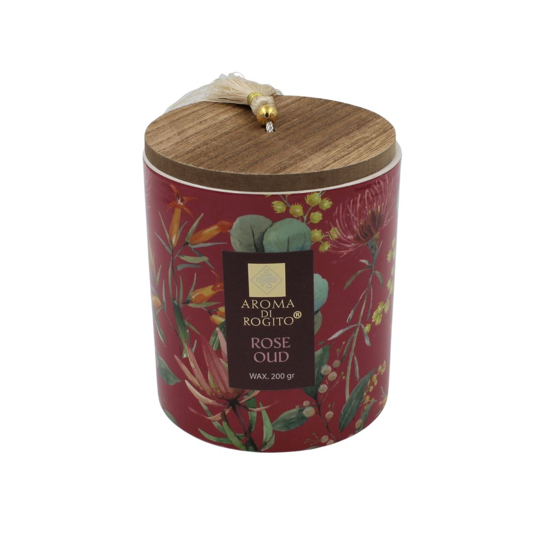 Lumânare suport ceramic Rose Oud 200g