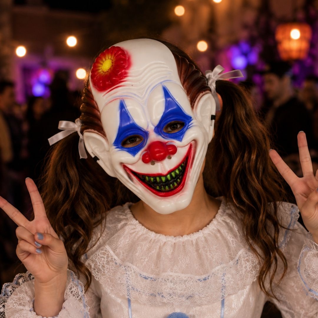 Mască pentru Halloween, Goodmark, model clovn înfricoșător, cu zâmbet malefic, one size