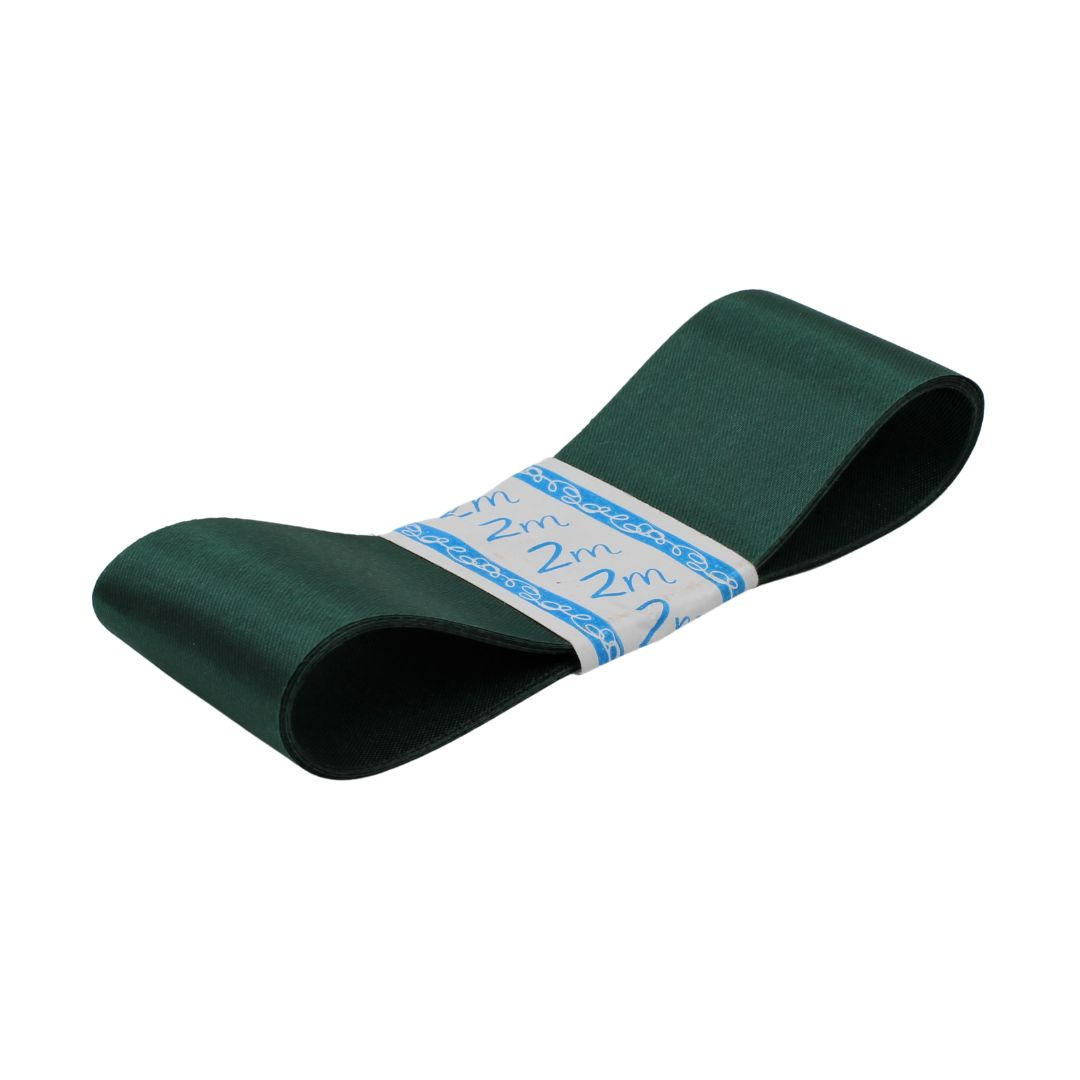 Panglica lucioasa textila VERDE INCHIS 38mm x 2m