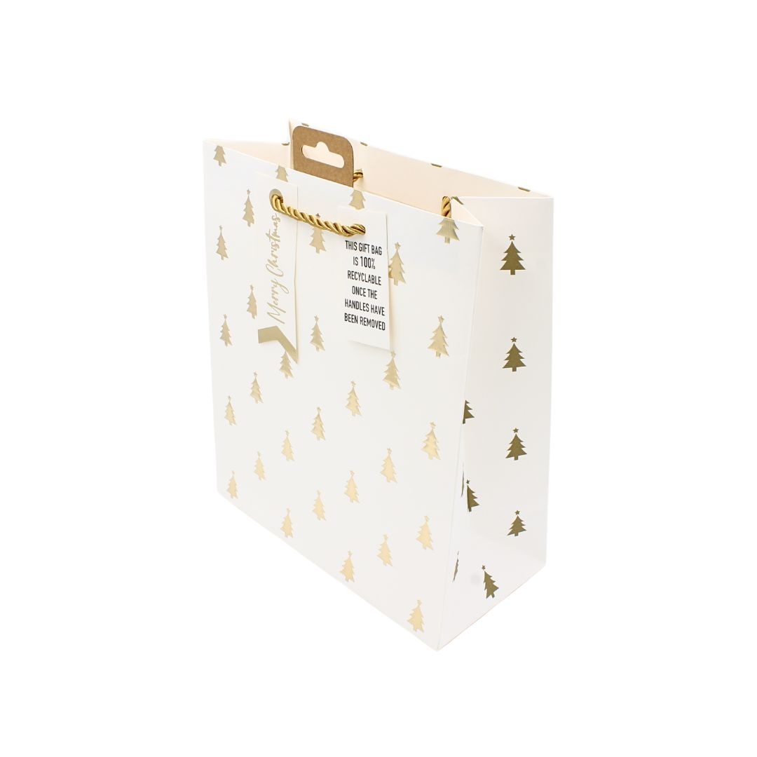 Pungă de cadou, din hârtie, colecția Clairefontaine de la Eurowrap, 25x21,5 cm, burduf de 10 cm, Brazi emboss