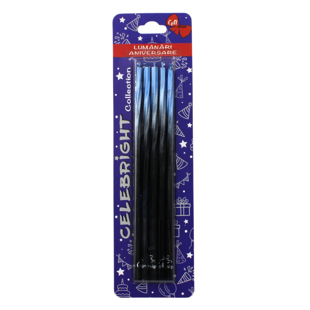 Set 5 lumânări tort Ginza, negru albastru Celebright 14.5cm
