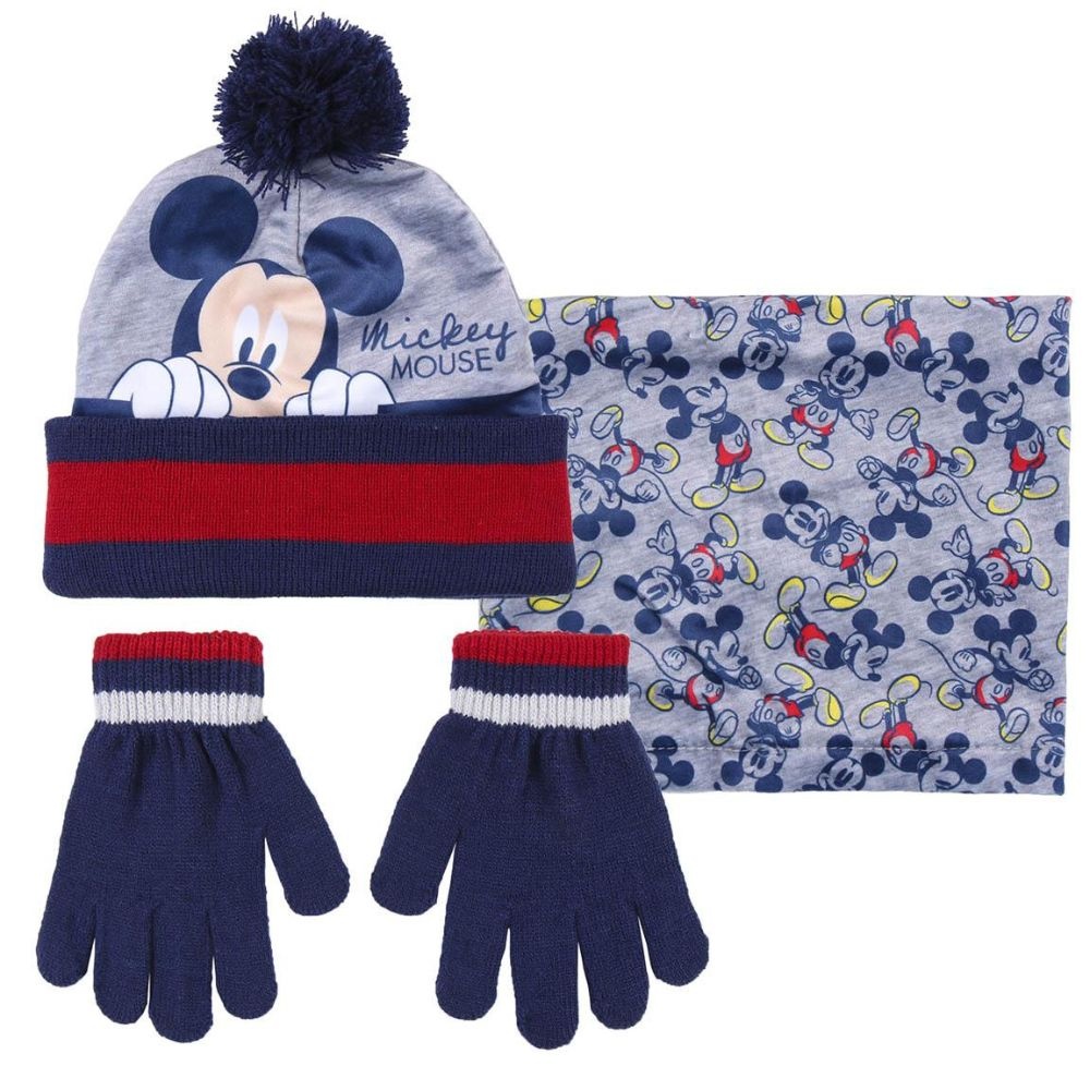 Set pentru copii, cu căciulă, mănuși, guler și cutie cadou, personaj Mickey, Cerda