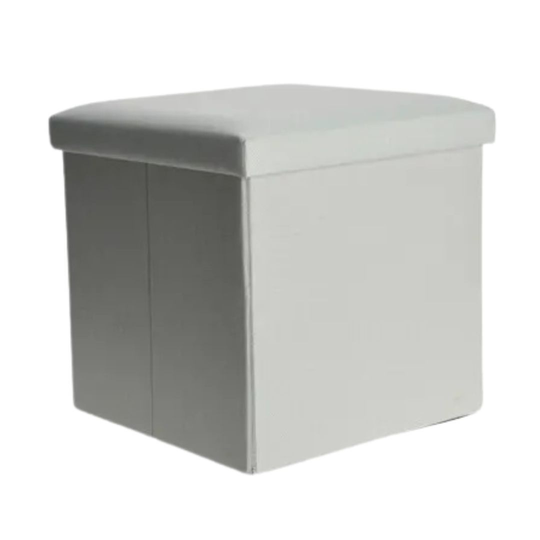 Taburet pliabil cu spațiu de depozitare - Storage Solutions®, tip cutie, otoman, culoare verzuliu, 38x38x38 cm