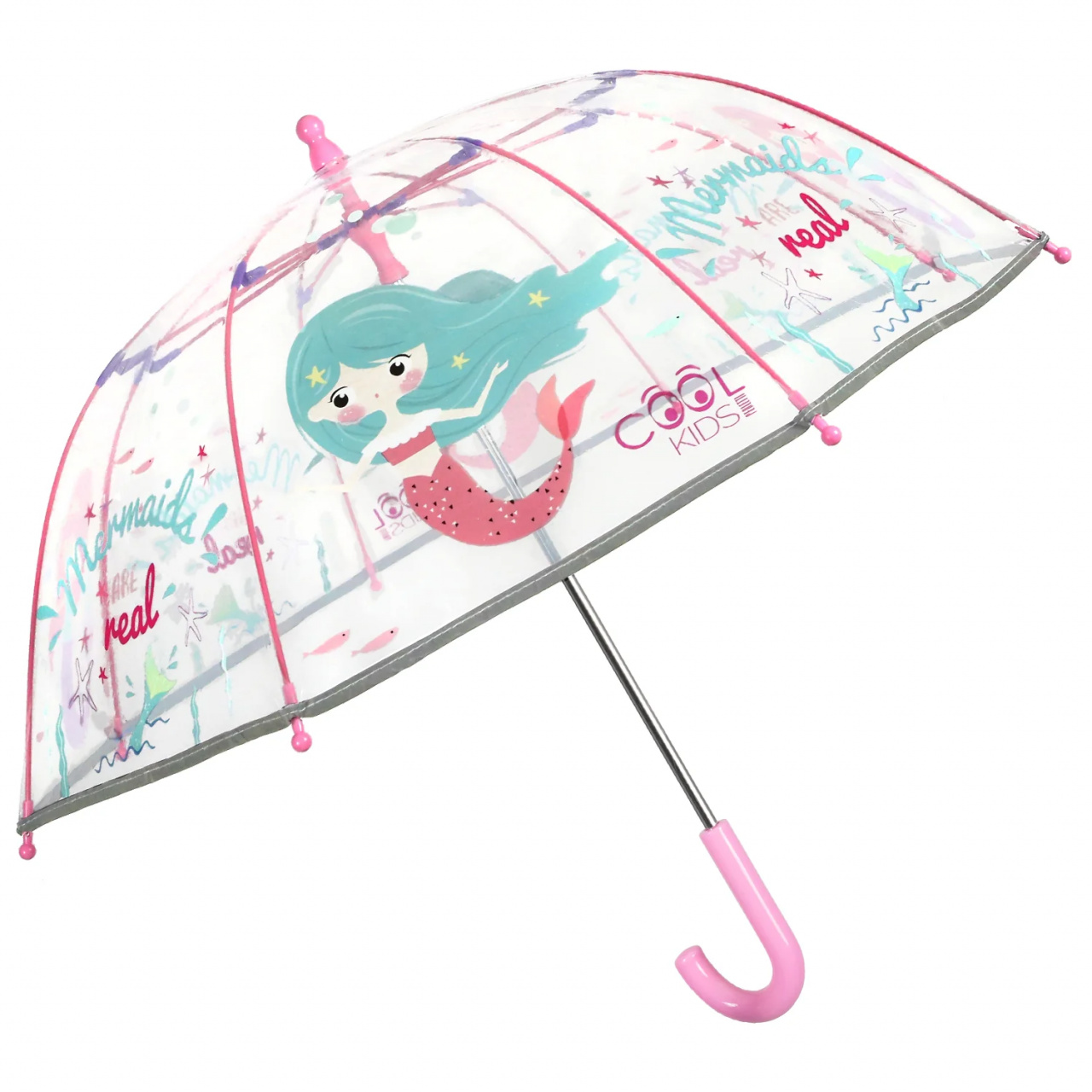 Umbrelă transparentă Perletti CoolKids Sirenă 60cm