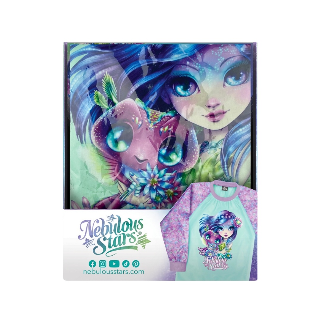 Bluză de protecție pictură, pentru fete, Nebulous Star, personaje Nenuphia & Lilya, 6-8 ani
