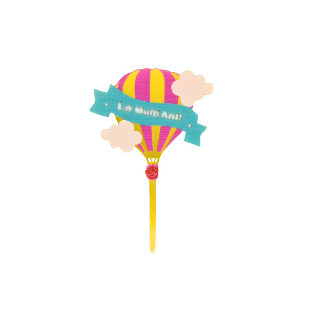 Cake Topper tort La Mulți Ani balon roz