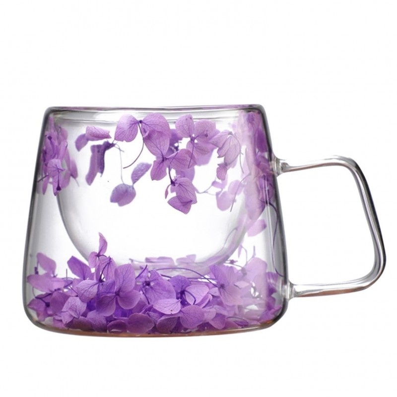 Cană cu flori uscate, pereți dubli, sticlă borosilicată, izolare…