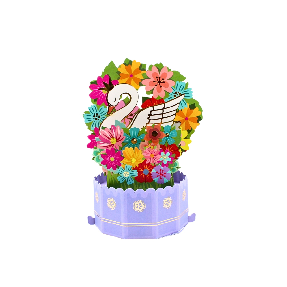 Decorațiune din hârtie Magic Pop-Ups Lebăda cu flori