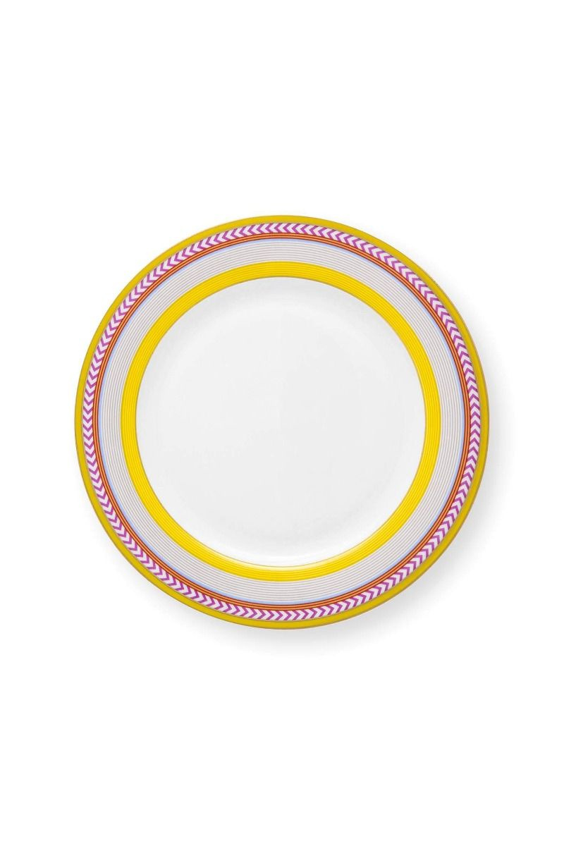 Farfurie din porțelan, Pip Studio, Stripes Yellow, 23cm, colecția Pip Chique