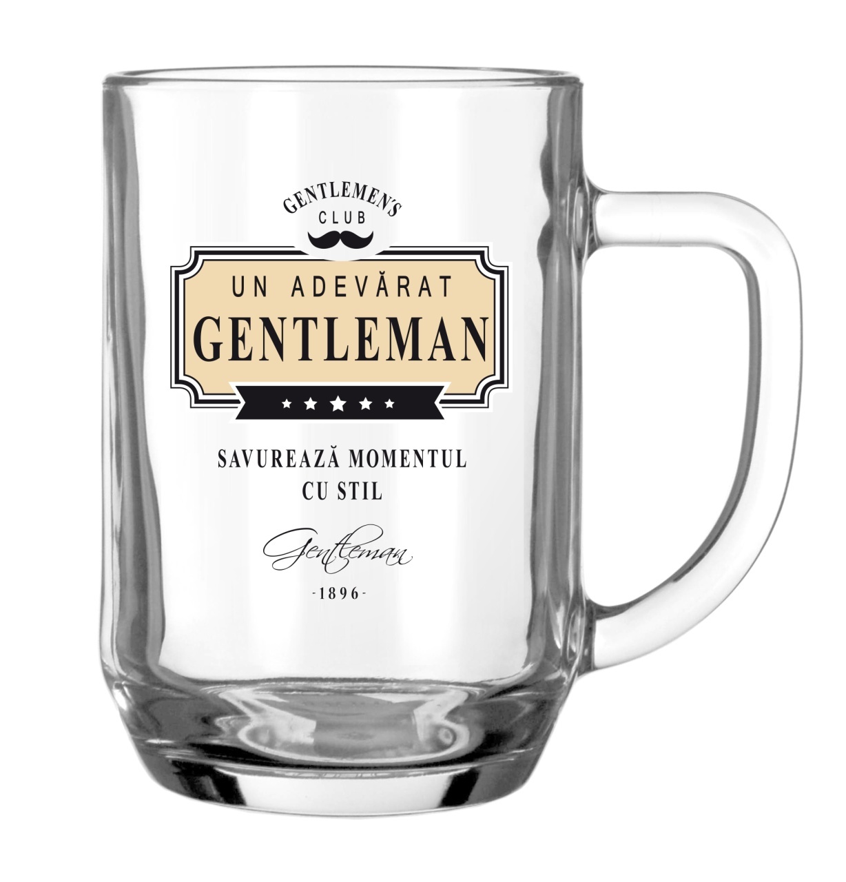 Halbă de bere, Gentleman, 500 ml, mesaj funny "savurează momentul cu stil"